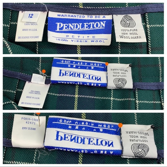 Vintage Pendleton Green Plaid Pleated Skirt with Flat Front Panel - Picture 9 of 11